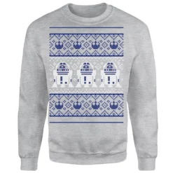 Star Wars R2D2 Christmas Knit Grey Christmas Jumper -Christmas Clothes Store 11574672 7114626066426732