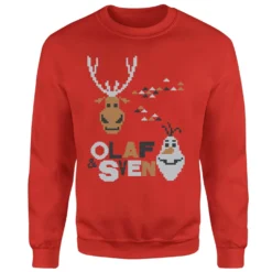 Disney Frozen Christmas Olaf And Snowmens Red Christmas Jumper -Christmas Clothes Store 11574870 1664626062578827