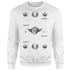 Star Wars Yoda Sabre Knit White Christmas Jumper -Christmas Clothes Store 11575140 3534626062386125