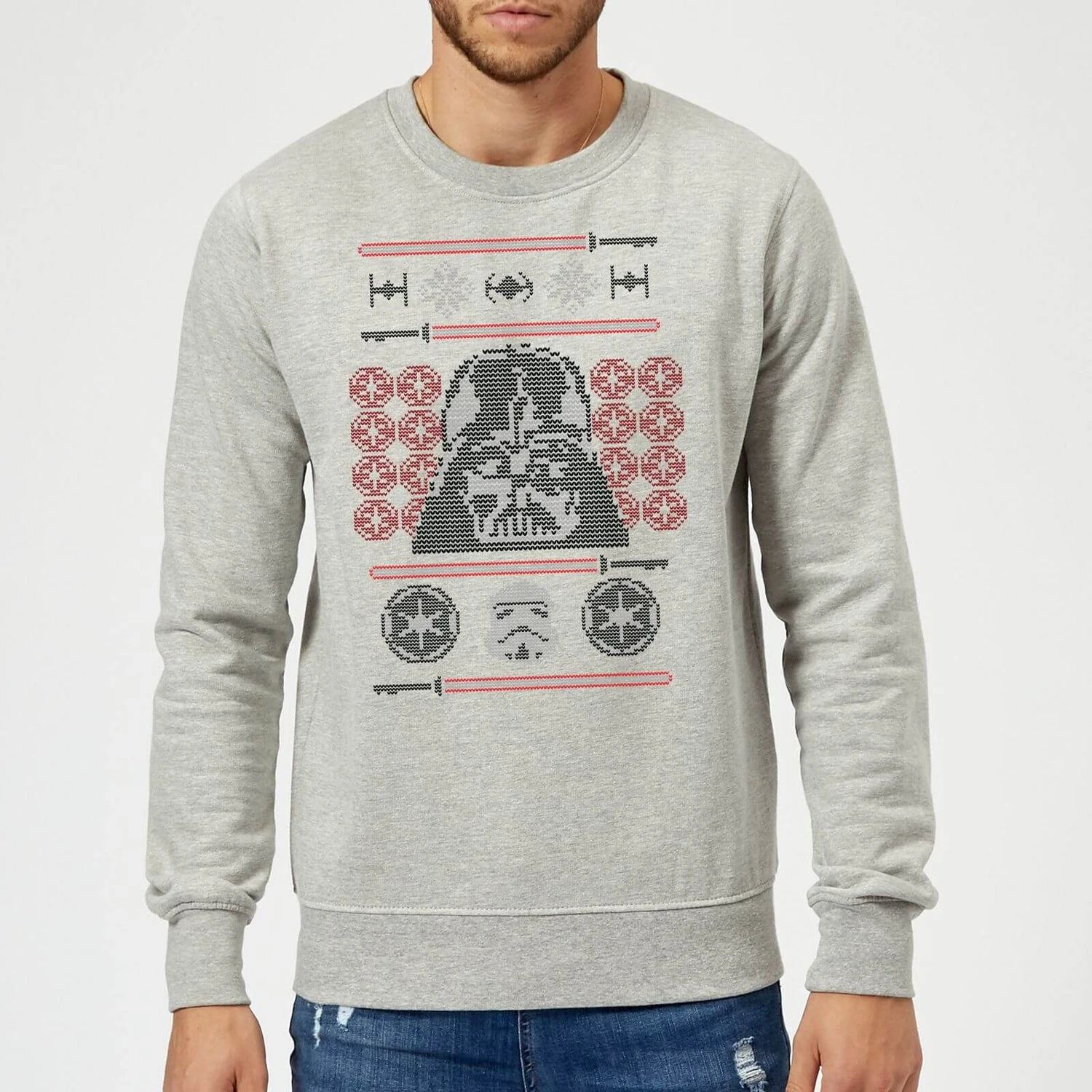 Star Wars Darth Vader Face Knit Grey Christmas Jumper 3 Star Wars Darth Vader Face Knit Grey Christmas Jumper