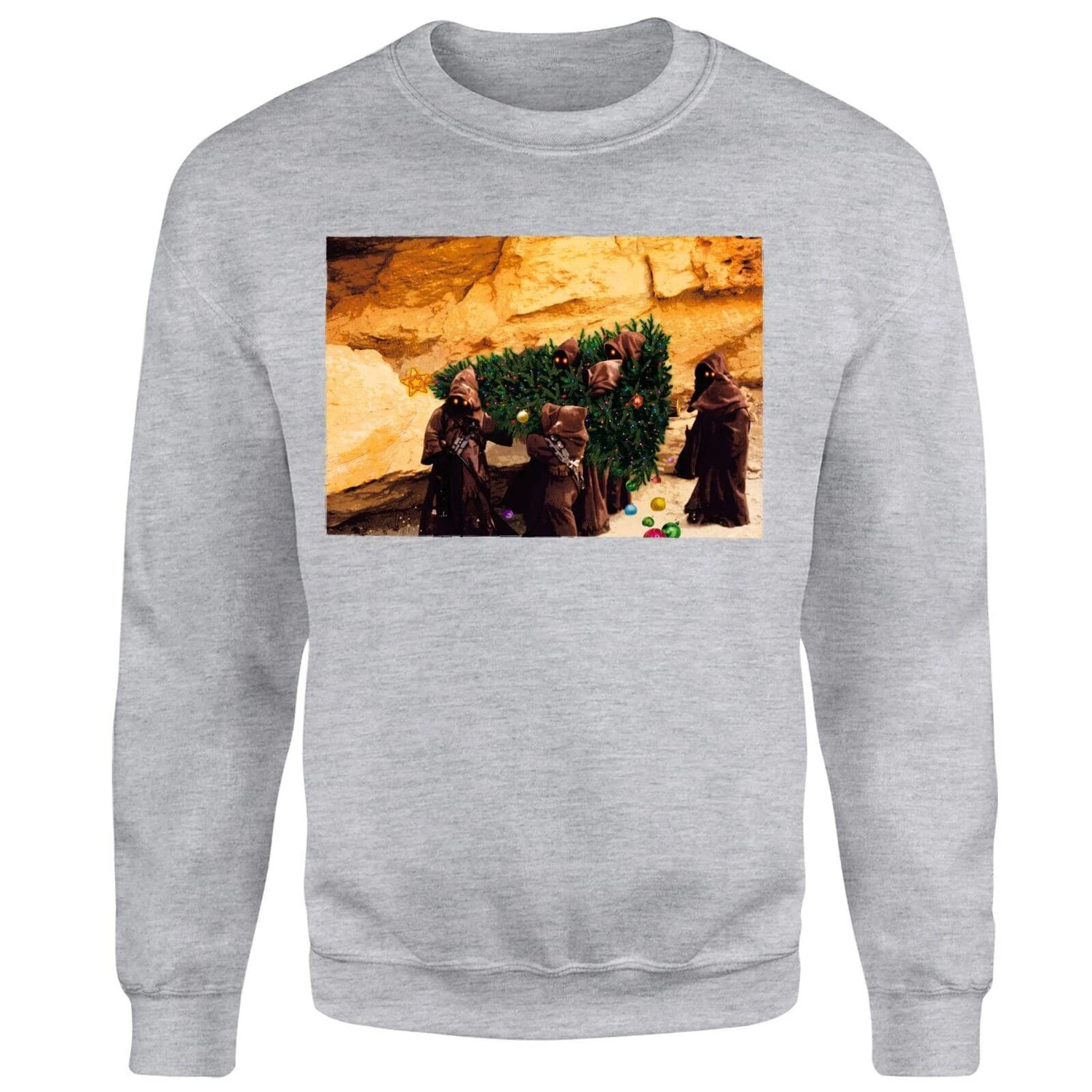 Star Wars Jawas Christmas Tree Grey Christmas Jumper 6 Star Wars Jawas Christmas Tree Grey Christmas Jumper - Image 4