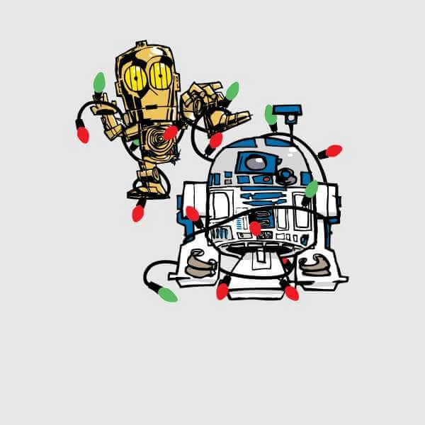 Star Wars Tangled Fairy Lights Droids Grey Christmas Jumper 4 Star Wars Tangled Fairy Lights Droids Grey Christmas Jumper - Image 2