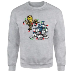 Star Wars Tangled Fairy Lights Droids Grey Christmas Jumper 9 Star Wars Tangled Fairy Lights Droids Grey Christmas Jumper -Christmas Clothes Store 11575866 1734626068415129