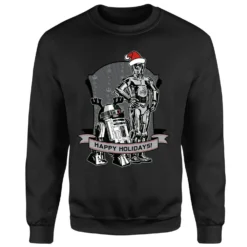 Star Wars Happy Holidays Droids Black Christmas Jumper -Christmas Clothes Store 11576154 1404626063890157
