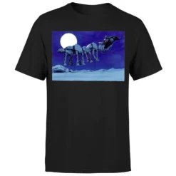 Star Wars Christmas ATAT Darth Vader Sleigh Black T-Shirt -Christmas Clothes Store 11602281 3374626646054275