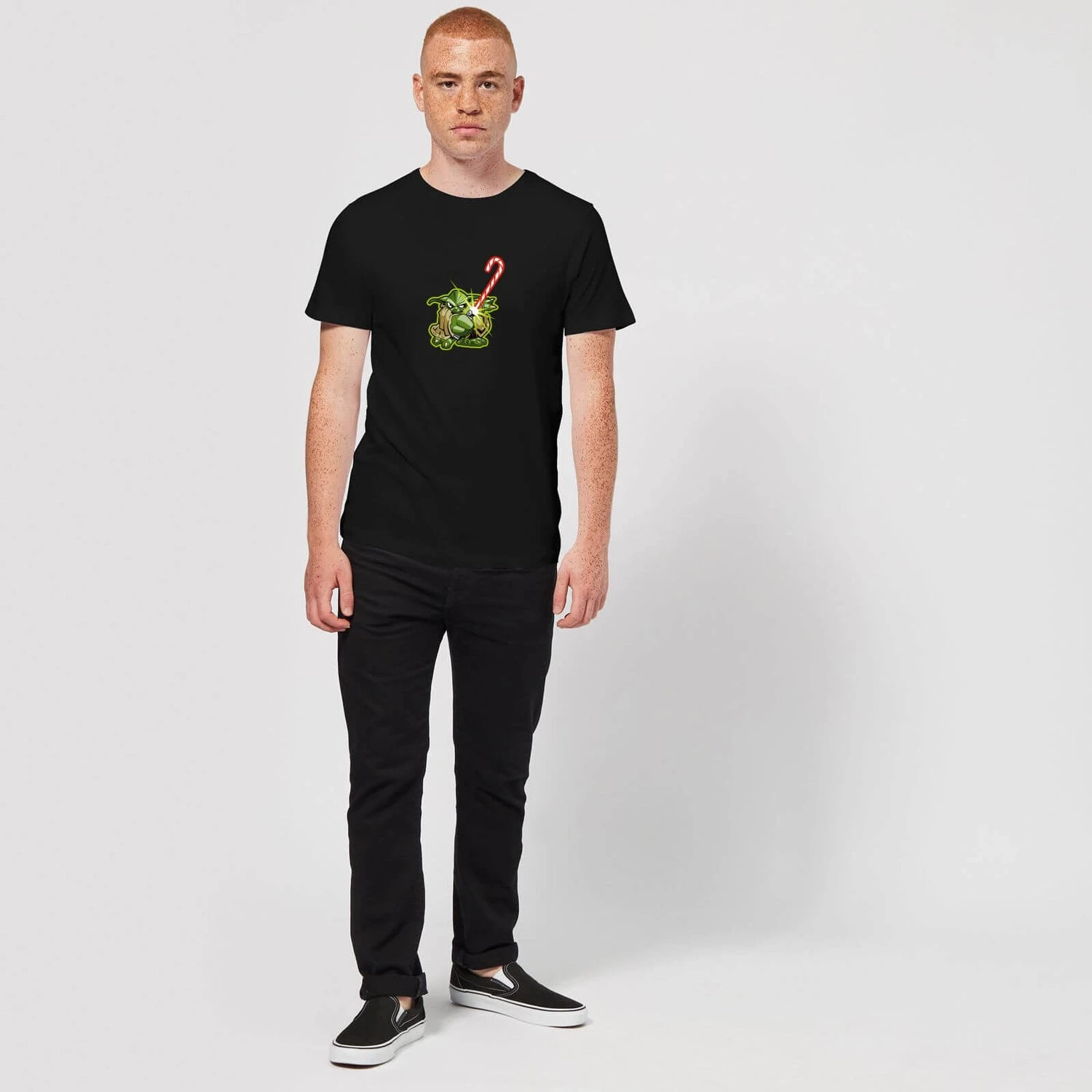 Star Wars Christmas Candy Cane Yoda Black T-Shirt 6 Star Wars Christmas Candy Cane Yoda Black T-Shirt - Image 4