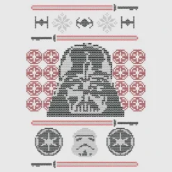 Star Wars Christmas Darth Vader Face Sabre Knit Grey T-Shirt -Christmas Clothes Store 11602323 1634626647231070