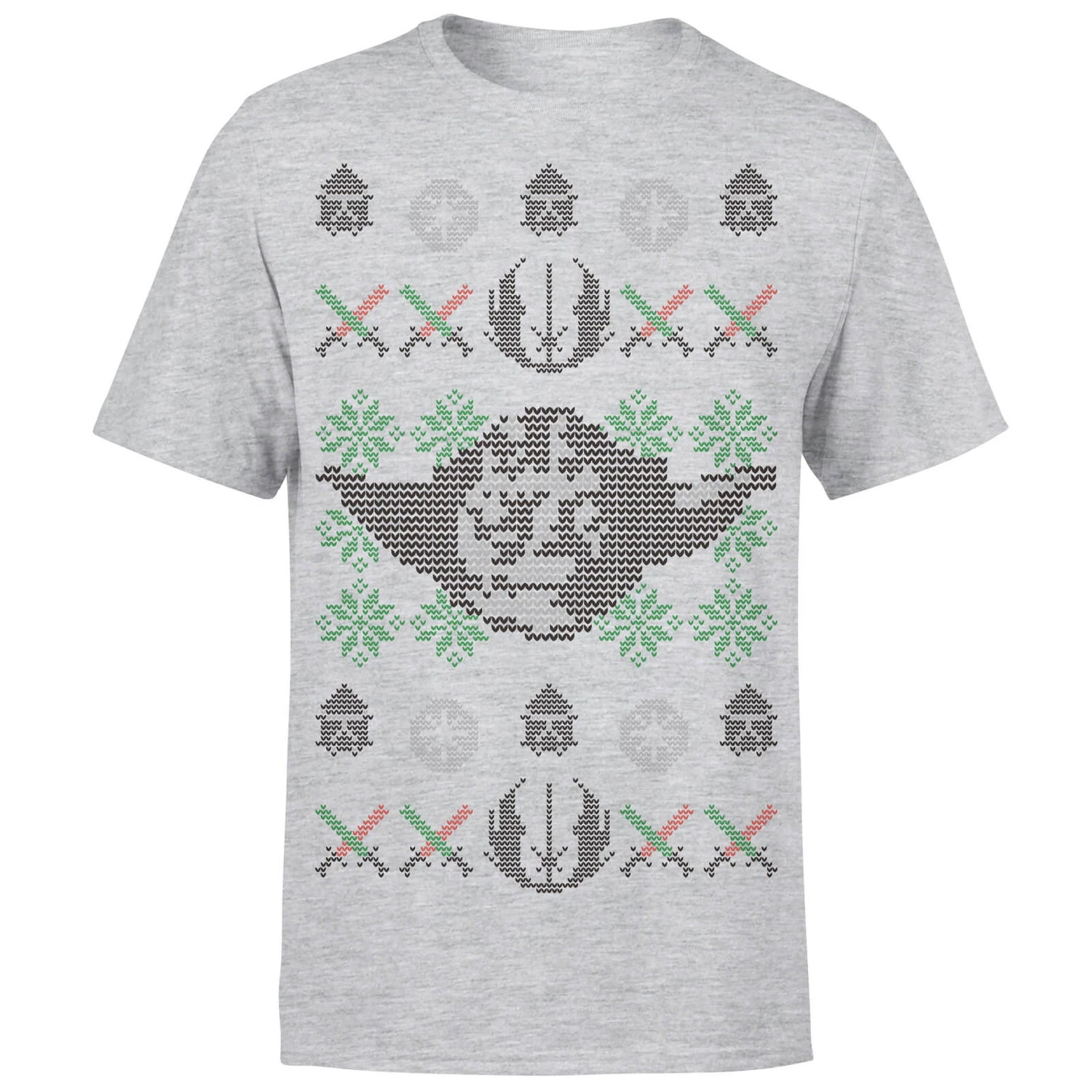 Star Wars Christmas Yoda Face Sabre Knit Grey T-Shirt 3 Star Wars Christmas Yoda Face Sabre Knit Grey T-Shirt