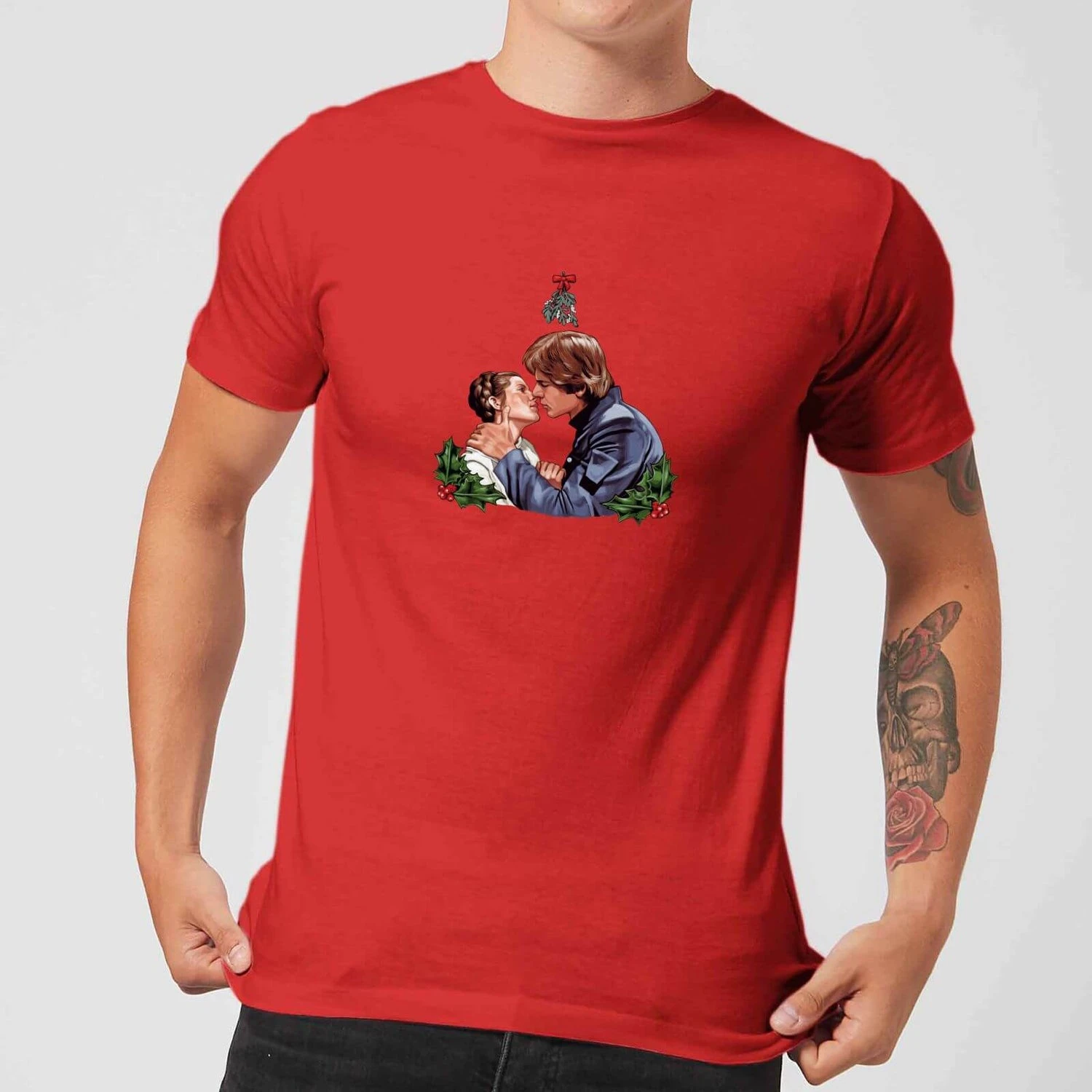 Star Wars Christmas Mistletoe Kiss Red T-Shirt 4 Star Wars Christmas Mistletoe Kiss Red T-Shirt - Image 2
