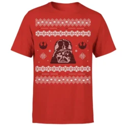 Star Wars Christmas Darth Vader Knit Red T-Shirt -Christmas Clothes Store 11602359 5874626648464523