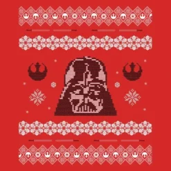 Star Wars Christmas Darth Vader Knit Red T-Shirt -Christmas Clothes Store 11602359 6384626648389643