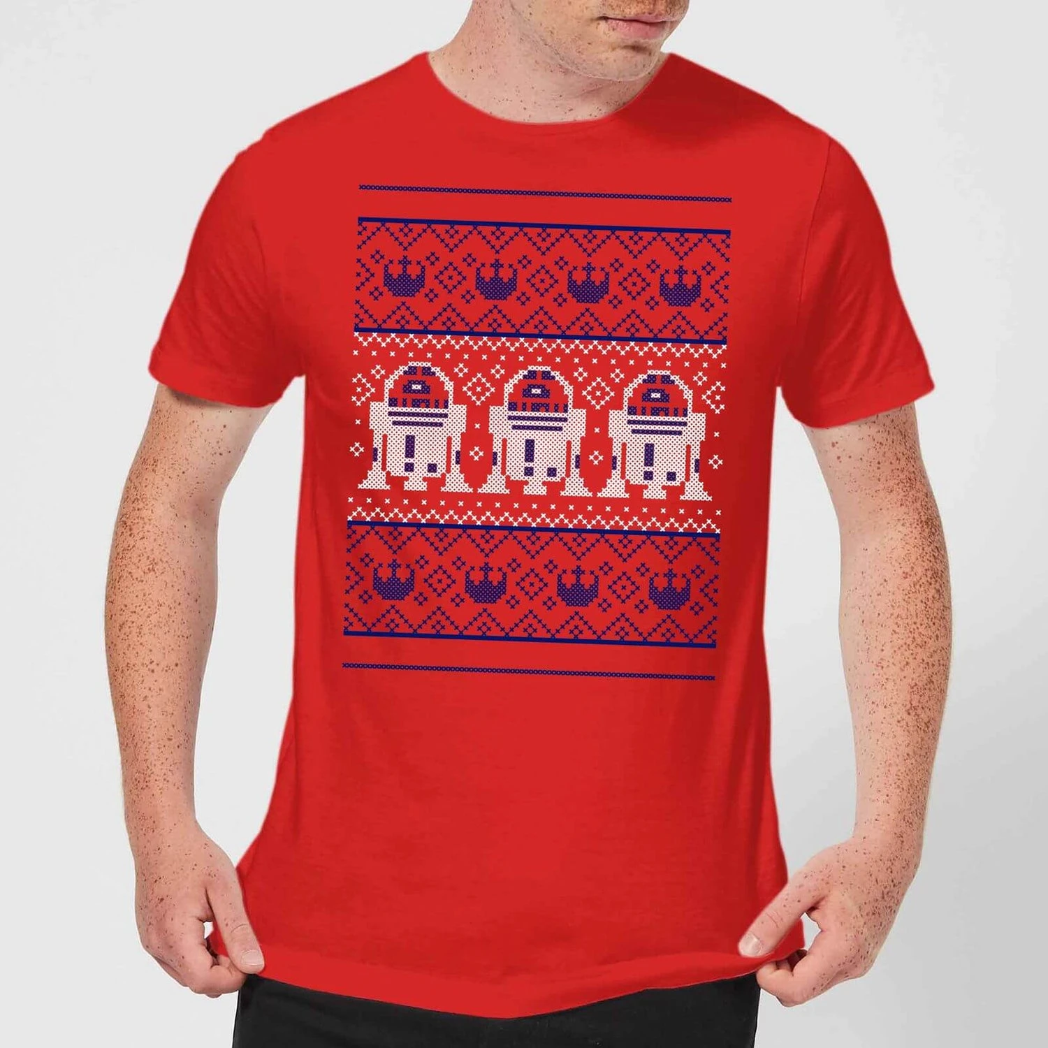 Star Wars Christmas R2D2 Knit Red T-Shirt 4 Star Wars Christmas R2D2 Knit Red T-Shirt - Image 2
