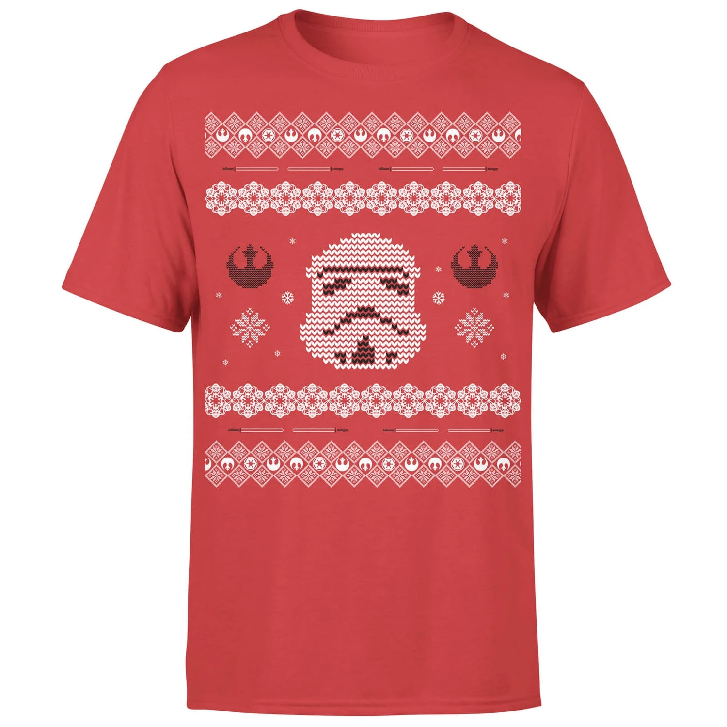 Star Wars Christmas Stormtrooper Face Knit Red T-Shirt 3 Star Wars Christmas Stormtrooper Face Knit Red T-Shirt