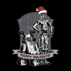 Star Wars Christmas Happy Holidays Droids Black T-Shirt 10 Star Wars Christmas Happy Holidays Droids Black T-Shirt -Christmas Clothes Store 11602389 4344626649326552