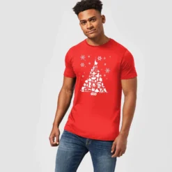 Star Wars Christmas Character Tree Red T-Shirt -Christmas Clothes Store 11602401 1564626632772879