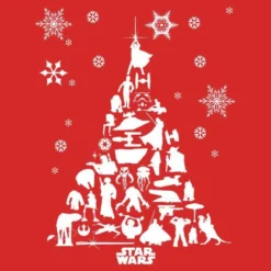 Star Wars Christmas Character Tree Red T-Shirt -Christmas Clothes Store 11602401 1814626632547003