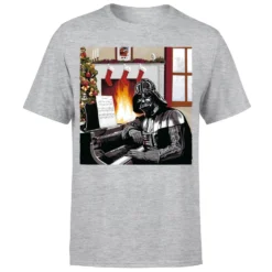 Star Wars Christmas Darth Vader Piano Player Grey T-Shirt -Christmas Clothes Store 11602407 1984626633521814
