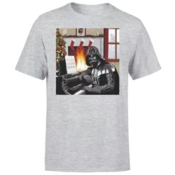 Star Wars Christmas Darth Vader Piano Player Grey T-Shirt