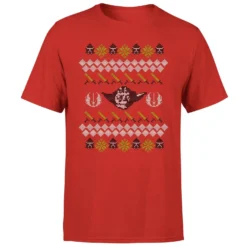 Star Wars Christmas Yoda Face Sabre Knit Red T-Shirt -Christmas Clothes Store 11602437 5904626634578000