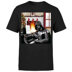 Star Wars Christmas Darth Vader Piano Player Black T-Shirt -Christmas Clothes Store 11602443 1354626634856649