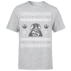 Star Wars Christmas Darth Vader Face Grey T-Shirt