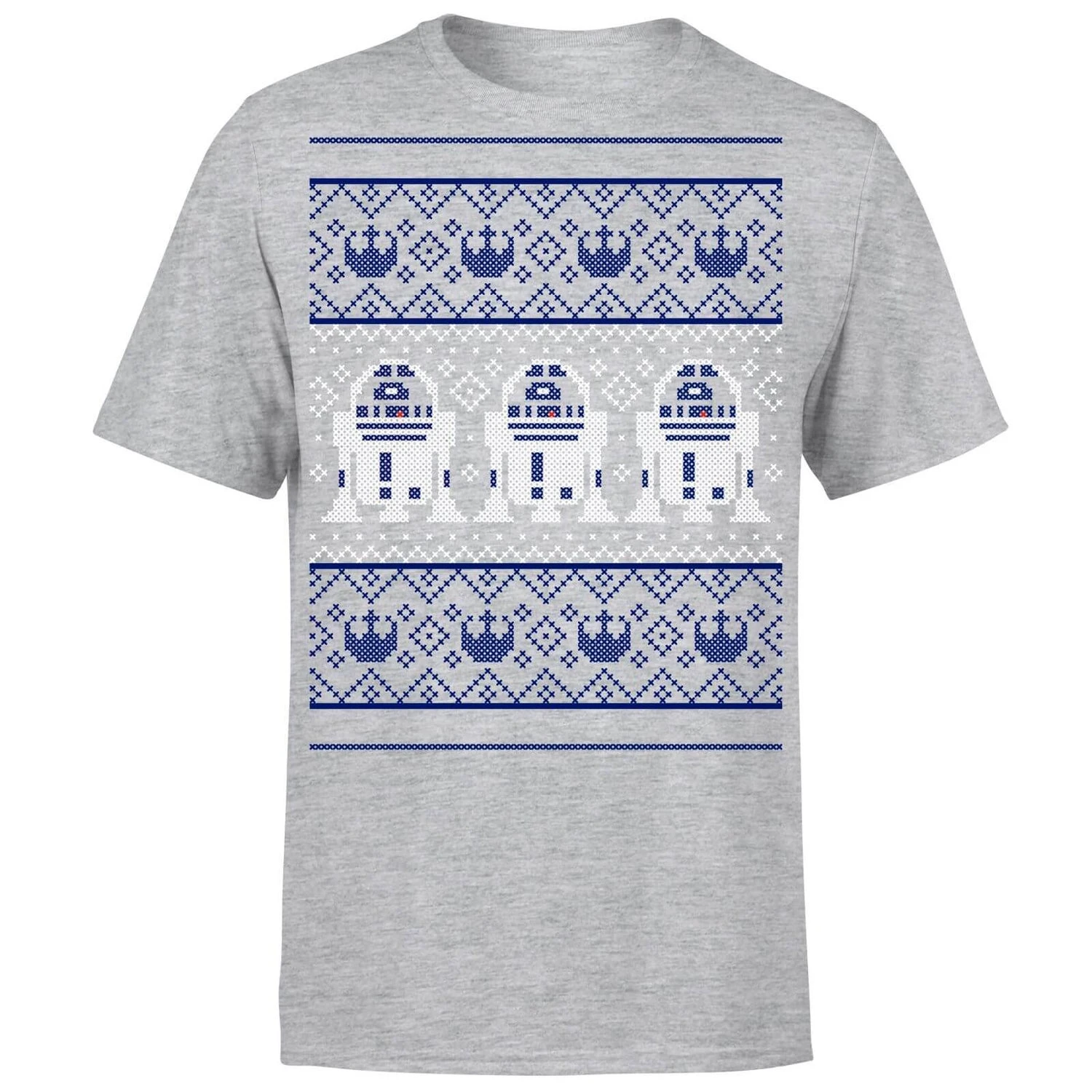 Star Wars Christmas R2D2 Knit Grey T-Shirt 8 Star Wars Christmas R2D2 Knit Grey T-Shirt - Image 6