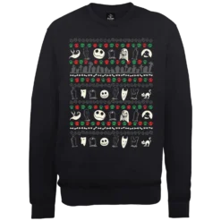 Disney The Nightmare Before Christmas Jack Sally Zero Faces Black Sweatshirt
