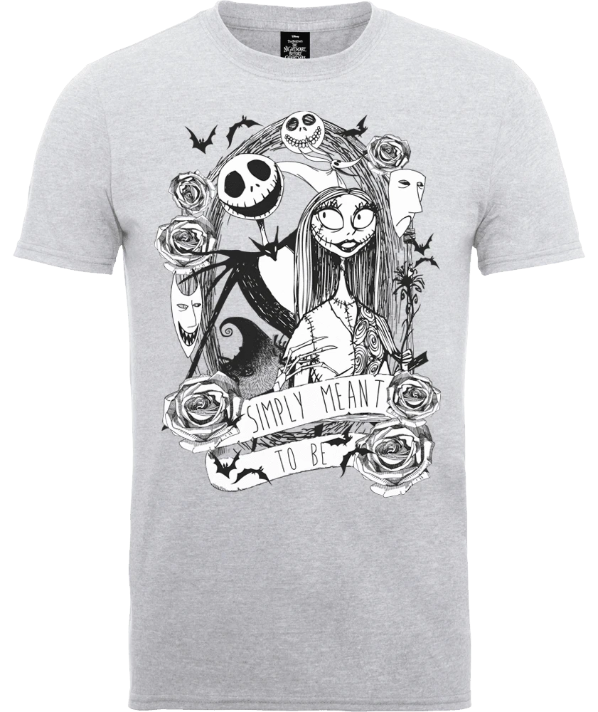Disney The Nightmare Before Christmas Jack Skellington And Sally Grey T-Shirt 3 Disney The Nightmare Before Christmas Jack Skellington And Sally Grey T-Shirt