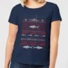 Jaws Great White Christmas Women's T-Shirt - Navy -Christmas Clothes Store 11919479 2094624487722659