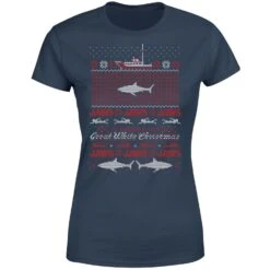 Jaws Great White Christmas Women's T-Shirt - Navy -Christmas Clothes Store 11919479 2564624488062436