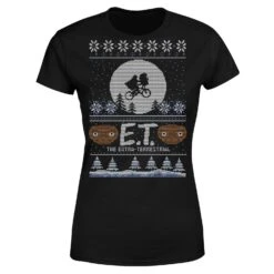 E.T. The Extra-Terrestrial Christmas Women's T-Shirt - Black