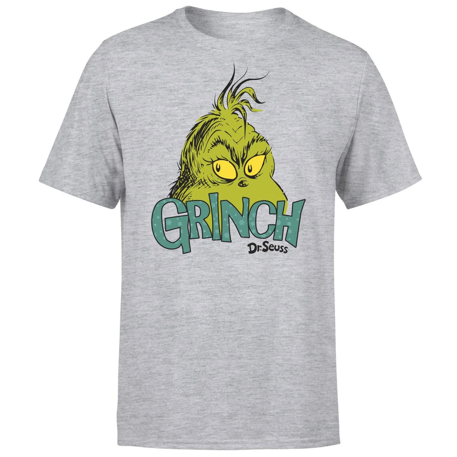 Dr. Seuss The Grinch Face Men's Christmas T-Shirt - Grey 7 Dr. Seuss The Grinch Face Men's Christmas T-Shirt - Grey - Image 5