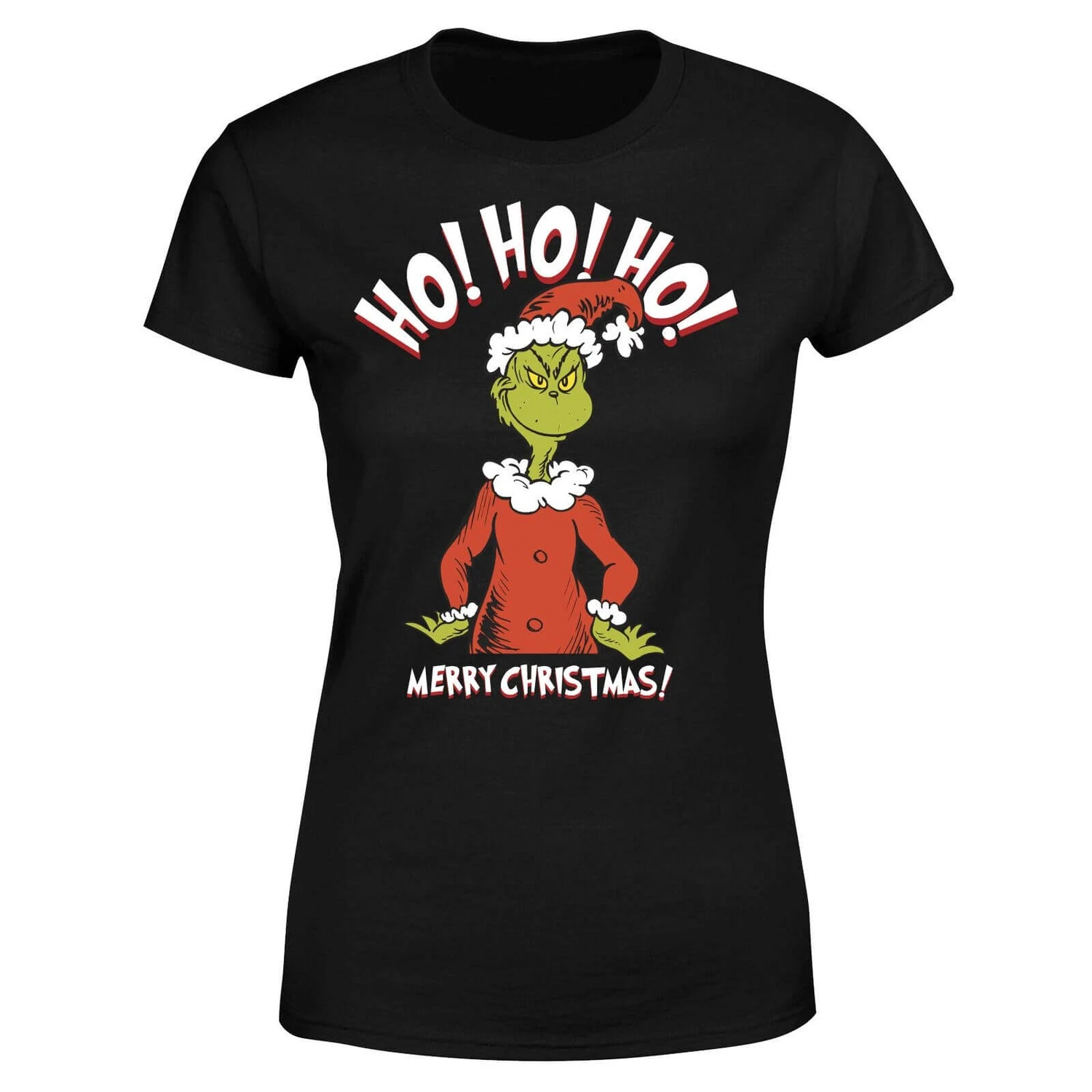 Dr. Seuss The Grinch Ho Ho Ho Smile Women's Christmas T-Shirt - Black 7 Dr. Seuss The Grinch Ho Ho Ho Smile Women's Christmas T-Shirt - Black - Image 5