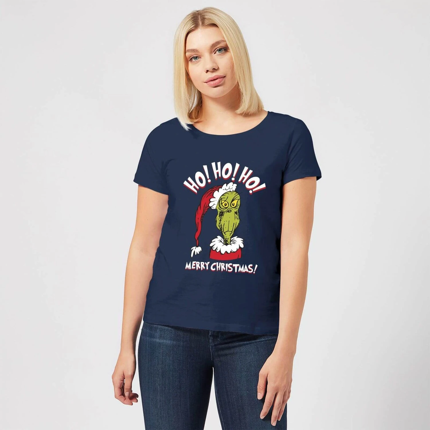 Dr. Seuss The Grinch Ho Ho Ho Women's Christmas T-Shirt - Navy 5 Dr. Seuss The Grinch Ho Ho Ho Women's Christmas T-Shirt - Navy - Image 3