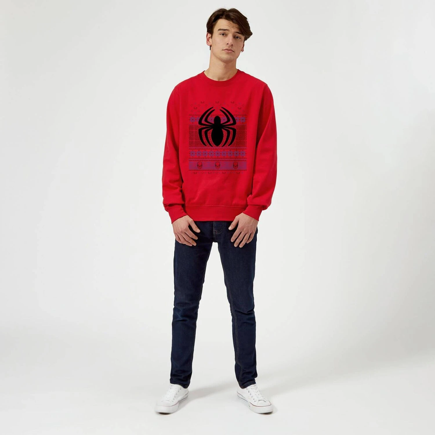 Marvel Avengers Spider-Man Logo Christmas Jumper - Red 5 Marvel Avengers Spider-Man Logo Christmas Jumper - Red - Image 3
