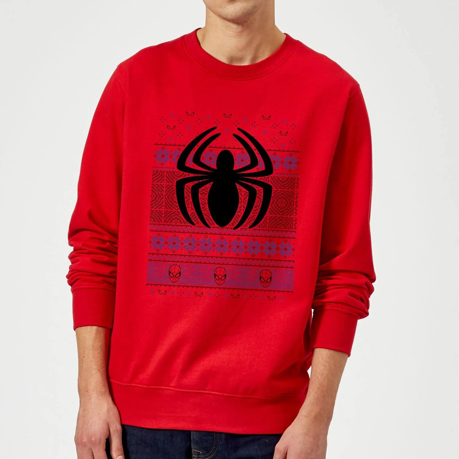 Marvel Avengers Spider-Man Logo Christmas Jumper - Red 3 Marvel Avengers Spider-Man Logo Christmas Jumper - Red