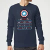 Marvel Avengers Captain America Pixel Art Christmas Jumper - Navy -Christmas Clothes Store 11923284 1824625122817022