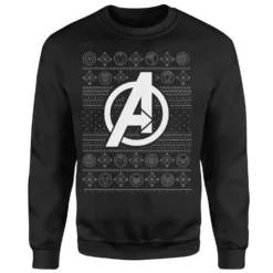 Marvel Avengers Logo Christmas Jumper - Black -Christmas Clothes Store 11923299 1474625126064009