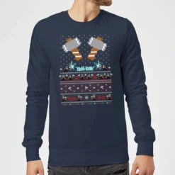 Marvel Avengers Thor Pixel Art Christmas Jumper - Navy