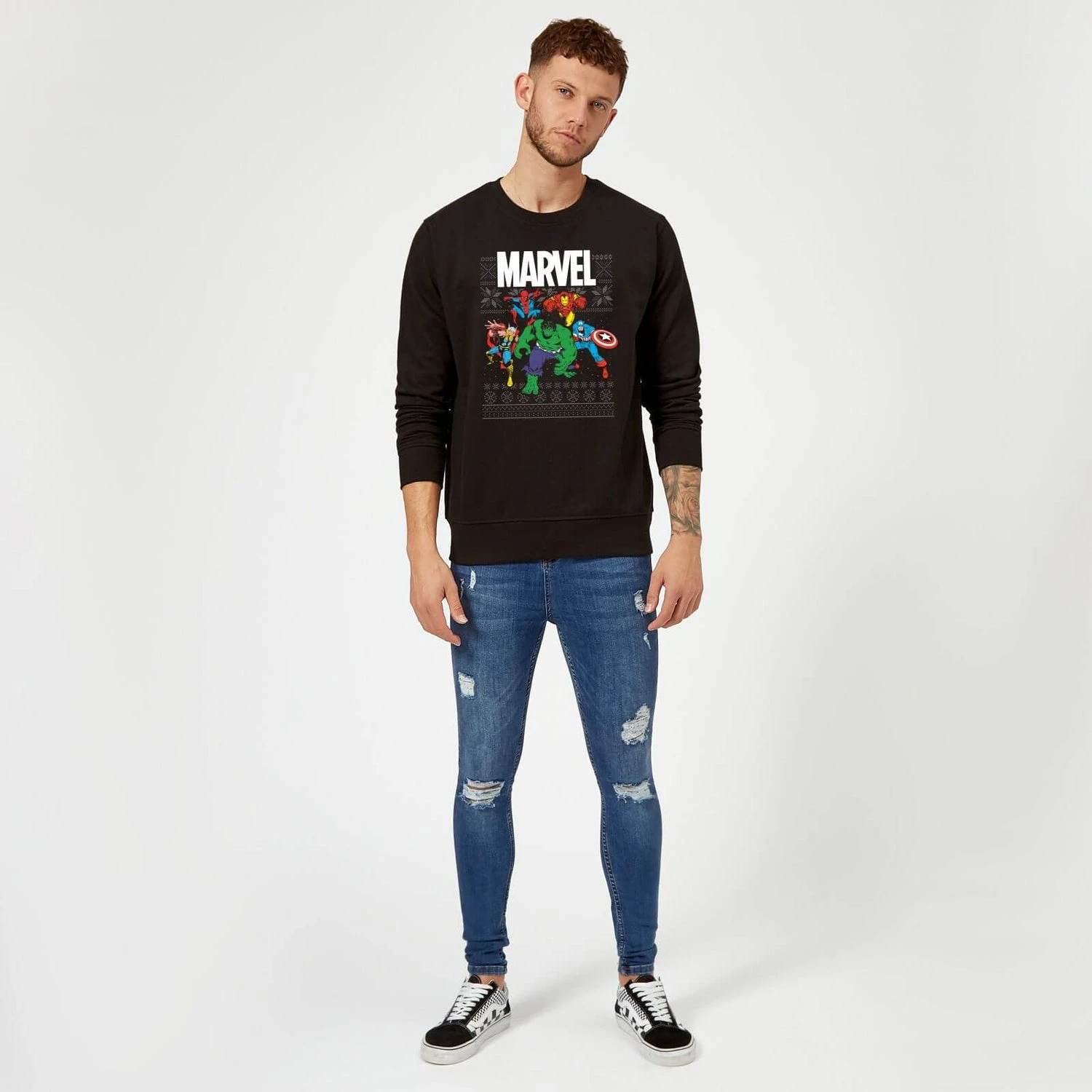 Marvel Avengers Group Christmas Jumper - Black 5 Marvel Avengers Group Christmas Jumper - Black - Image 3