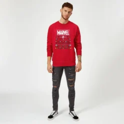 Marvel Avengers Pixel Art Christmas Jumper - Red -Christmas Clothes Store 11923428 1964626066813642