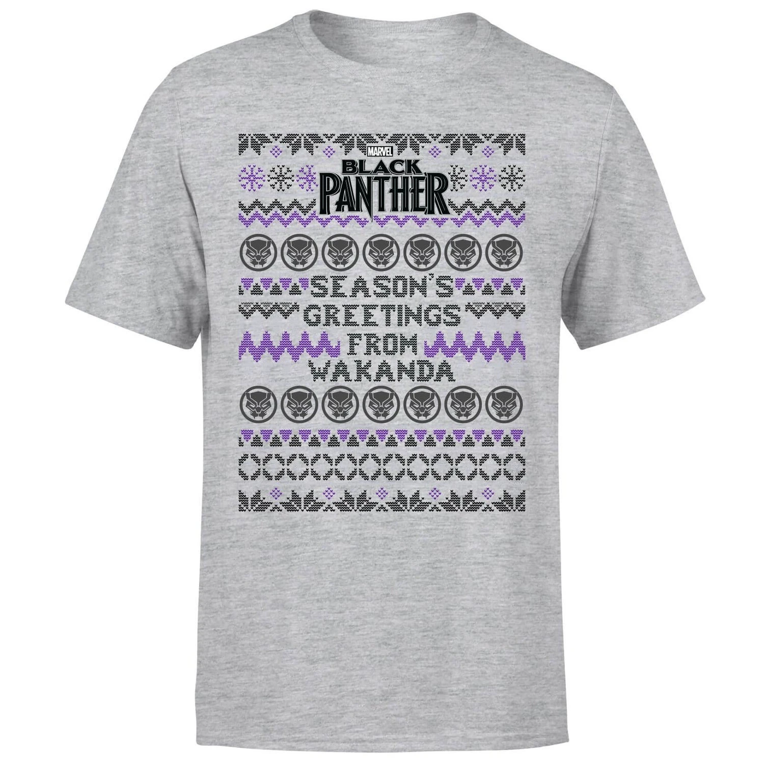Marvel Avengers Season's Greetings From Wakanda Men's Christmas T-Shirt - Grey 7 Marvel Avengers Season's Greetings From Wakanda Men's Christmas T-Shirt - Grey - Image 5
