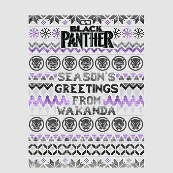 Marvel Avengers Season's Greetings From Wakanda Men's Christmas T-Shirt - Grey 4 Marvel Avengers Season's Greetings From Wakanda Men's Christmas T-Shirt - Grey - Image 2