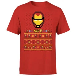 Marvel Avengers Iron Man Pixel Art Men's Christmas T-Shirt - Red -Christmas Clothes Store 11923509 2644619815190853