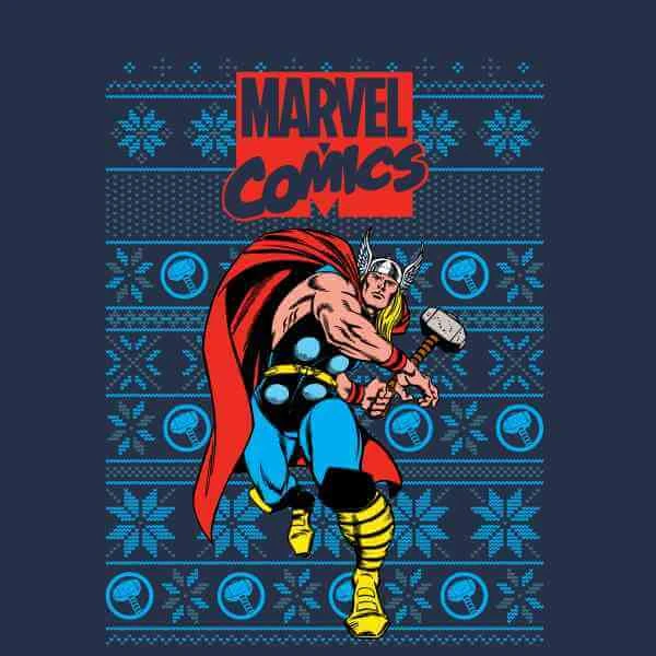 Marvel Avengers Thor Men's Christmas T-Shirt - Navy 4 Marvel Avengers Thor Men's Christmas T-Shirt - Navy - Image 2