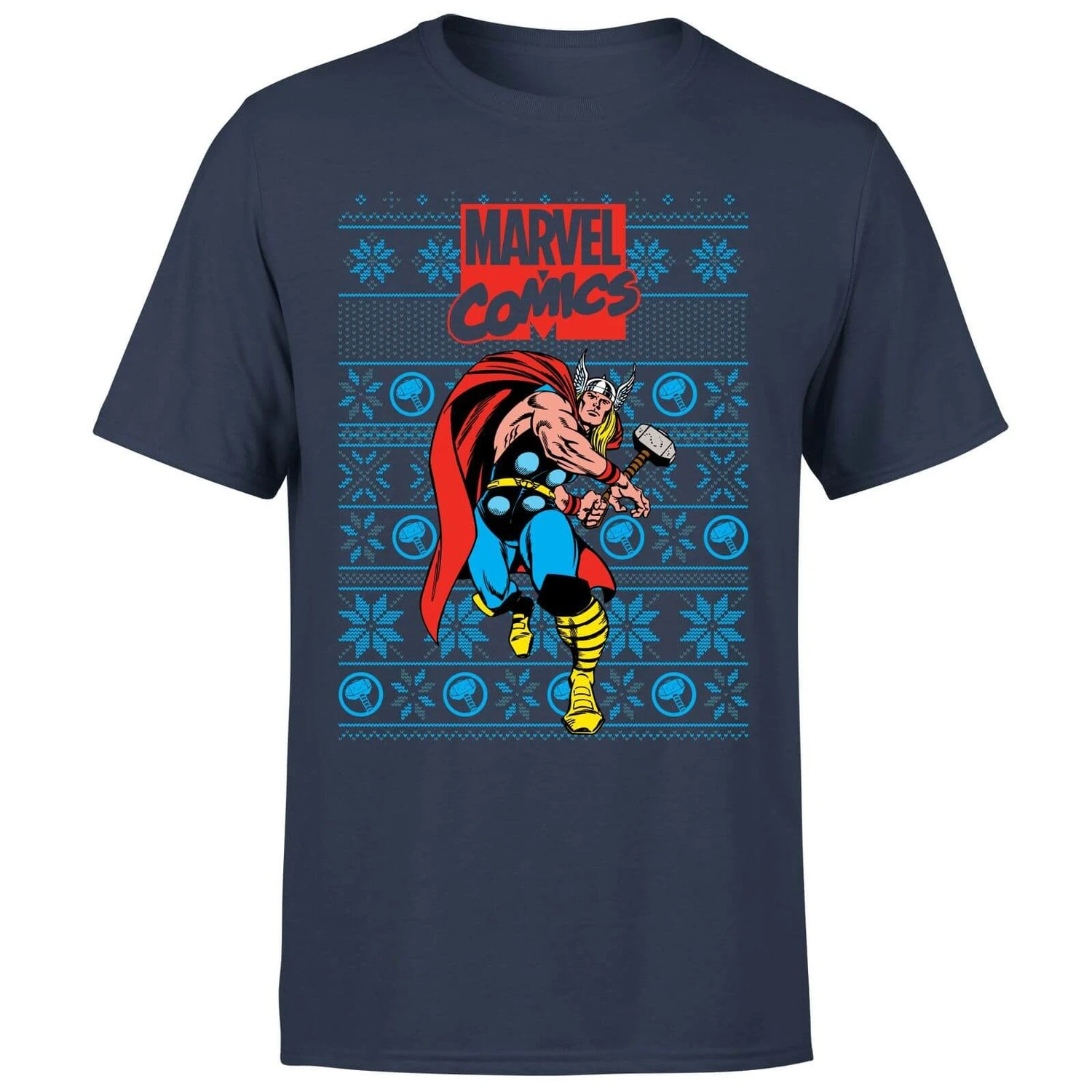 Marvel Avengers Thor Men's Christmas T-Shirt - Navy 7 Marvel Avengers Thor Men's Christmas T-Shirt - Navy - Image 5