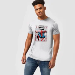 Marvel Avengers Classic Spider-Man Men's Christmas T-Shirt - Grey -Christmas Clothes Store 11923537 1224619816674905