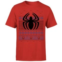 Marvel Avengers Spider-Man Logo Men's Christmas T-Shirt - Red -Christmas Clothes Store 11923573 1624619817507423