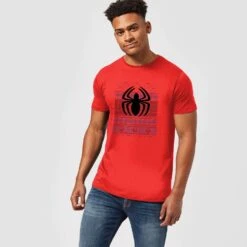 Marvel Avengers Spider-Man Logo Men's Christmas T-Shirt - Red -Christmas Clothes Store 11923573 3284619817397935