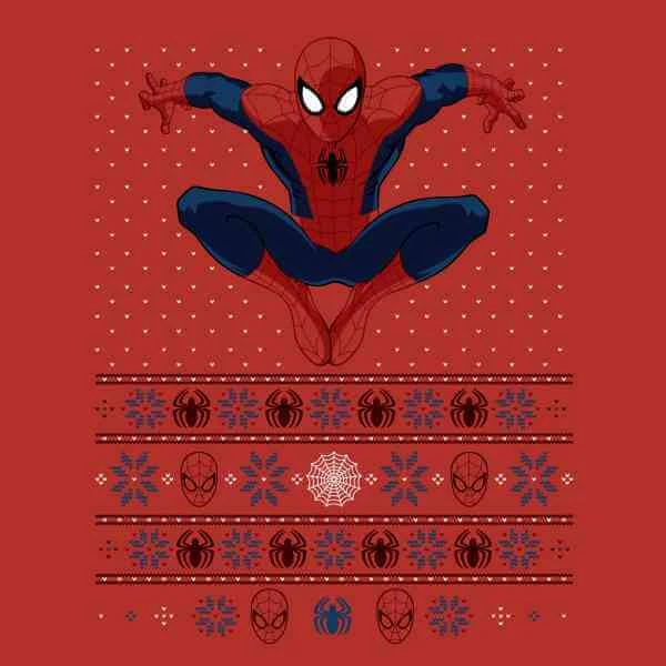 Marvel Avengers Spider-Man Men's Christmas T-Shirt - Red 4 Marvel Avengers Spider-Man Men's Christmas T-Shirt - Red - Image 2
